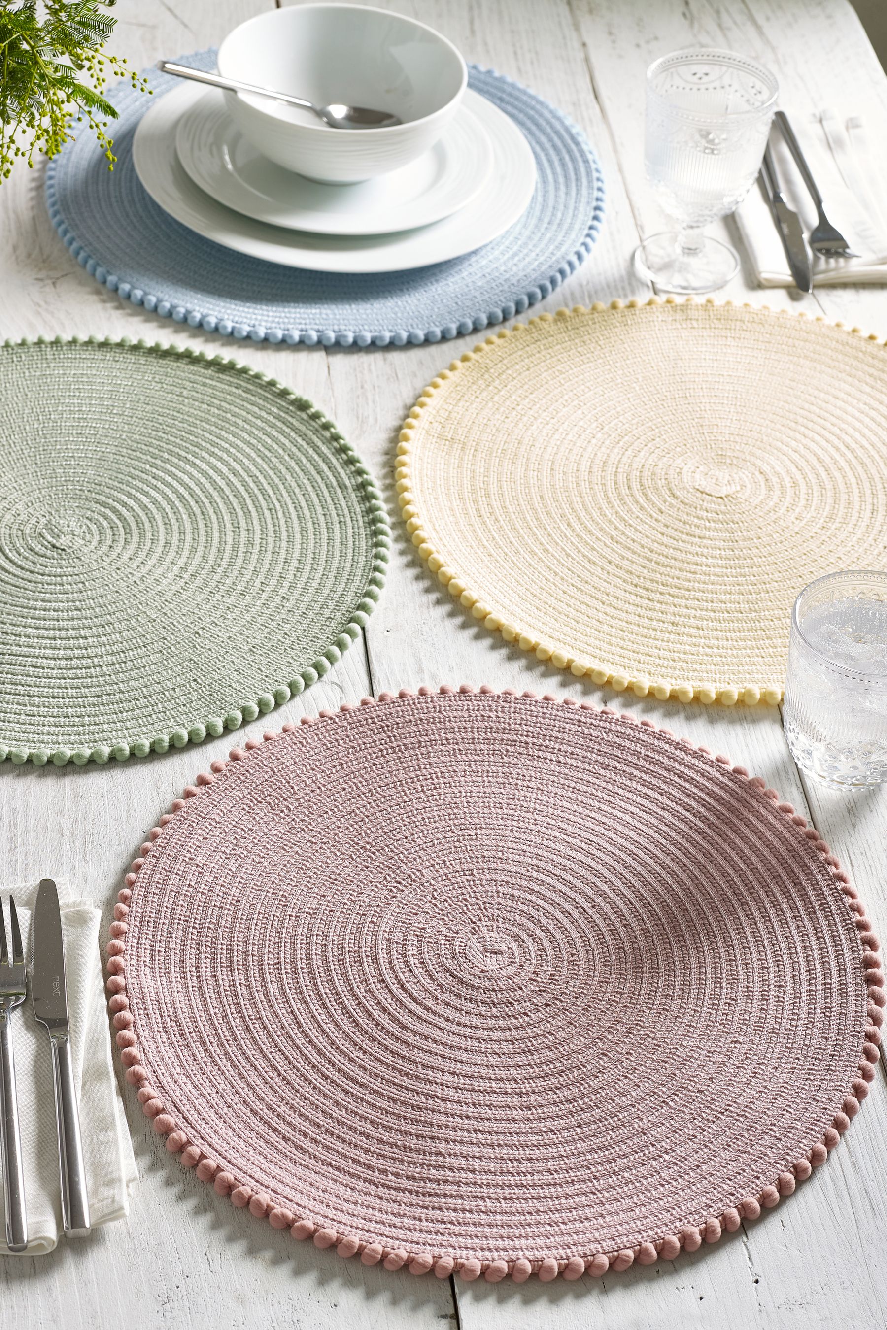 Buy Set of 4 Pastel Pom Pom Placemats from Next Australia