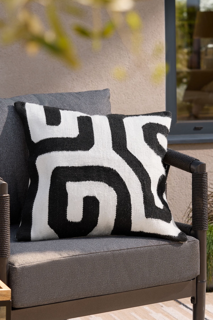 Black/White 50 x 50cm Abstract Wiggle Indoor Outdoor Cushion - Image 1 of 1