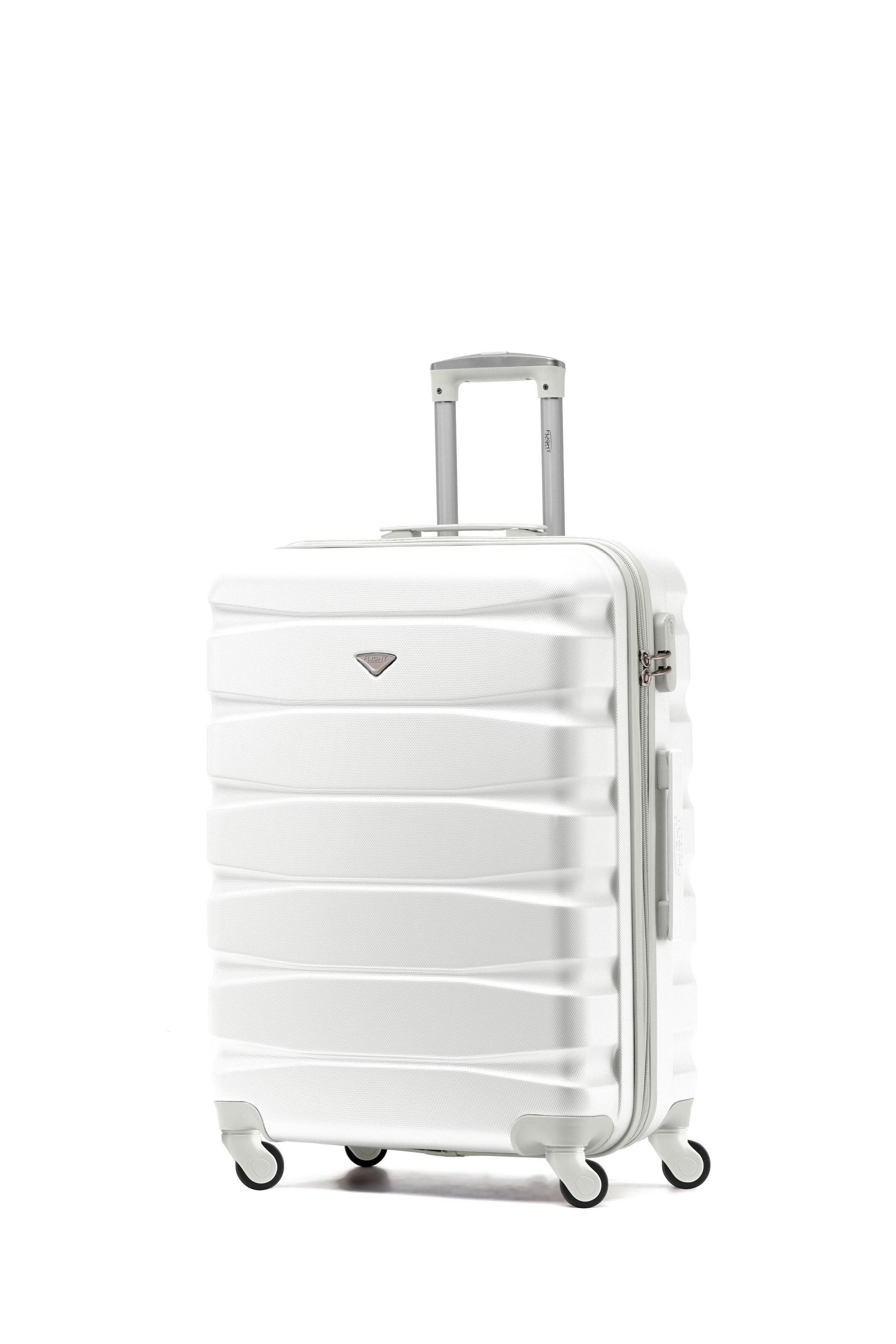 Buy Flight Knight White Medium Hardcase Lightweight Check In Suitcase