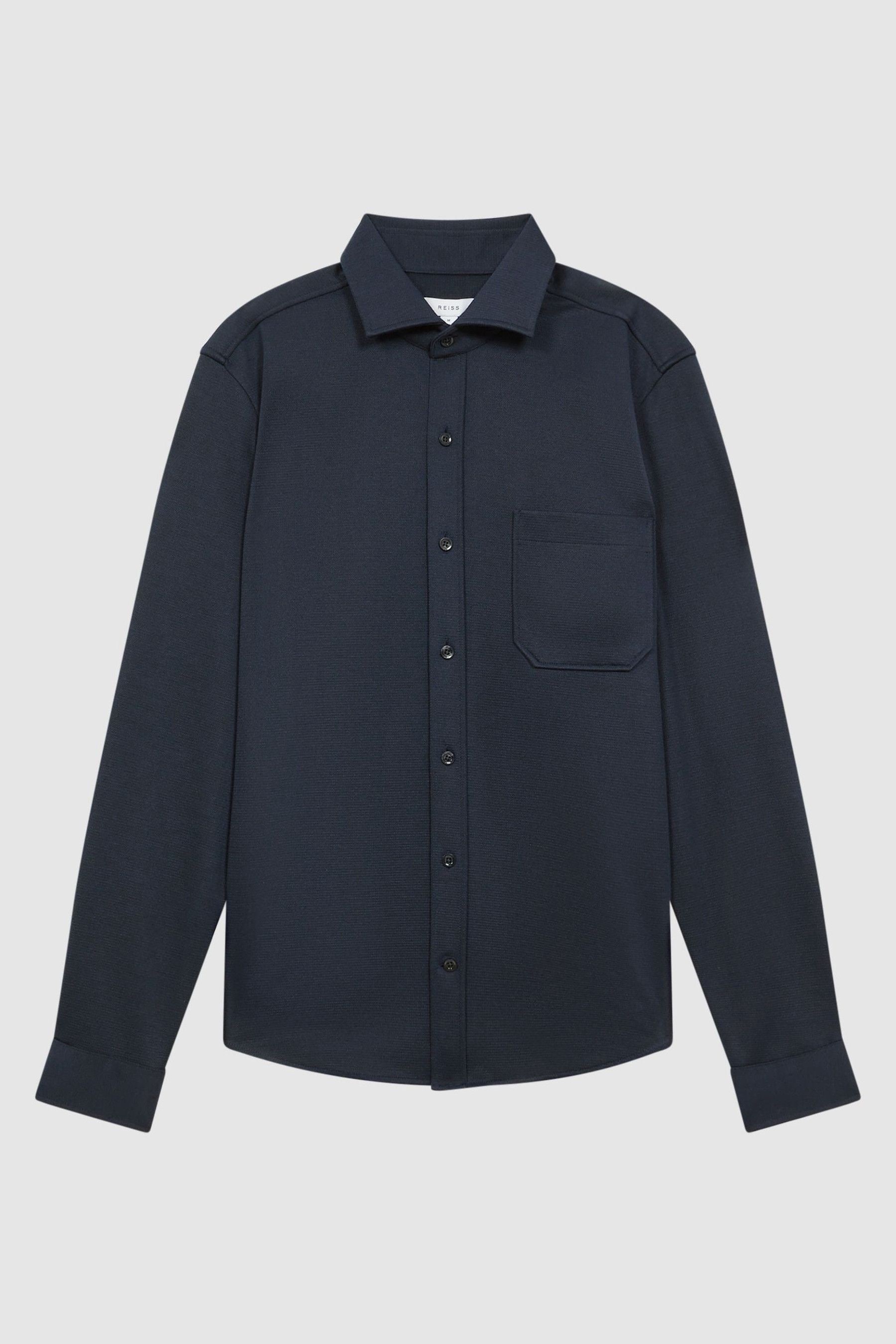 Buy Reiss Navy Moritz Textured Button-Through Overshirt from the Next ...