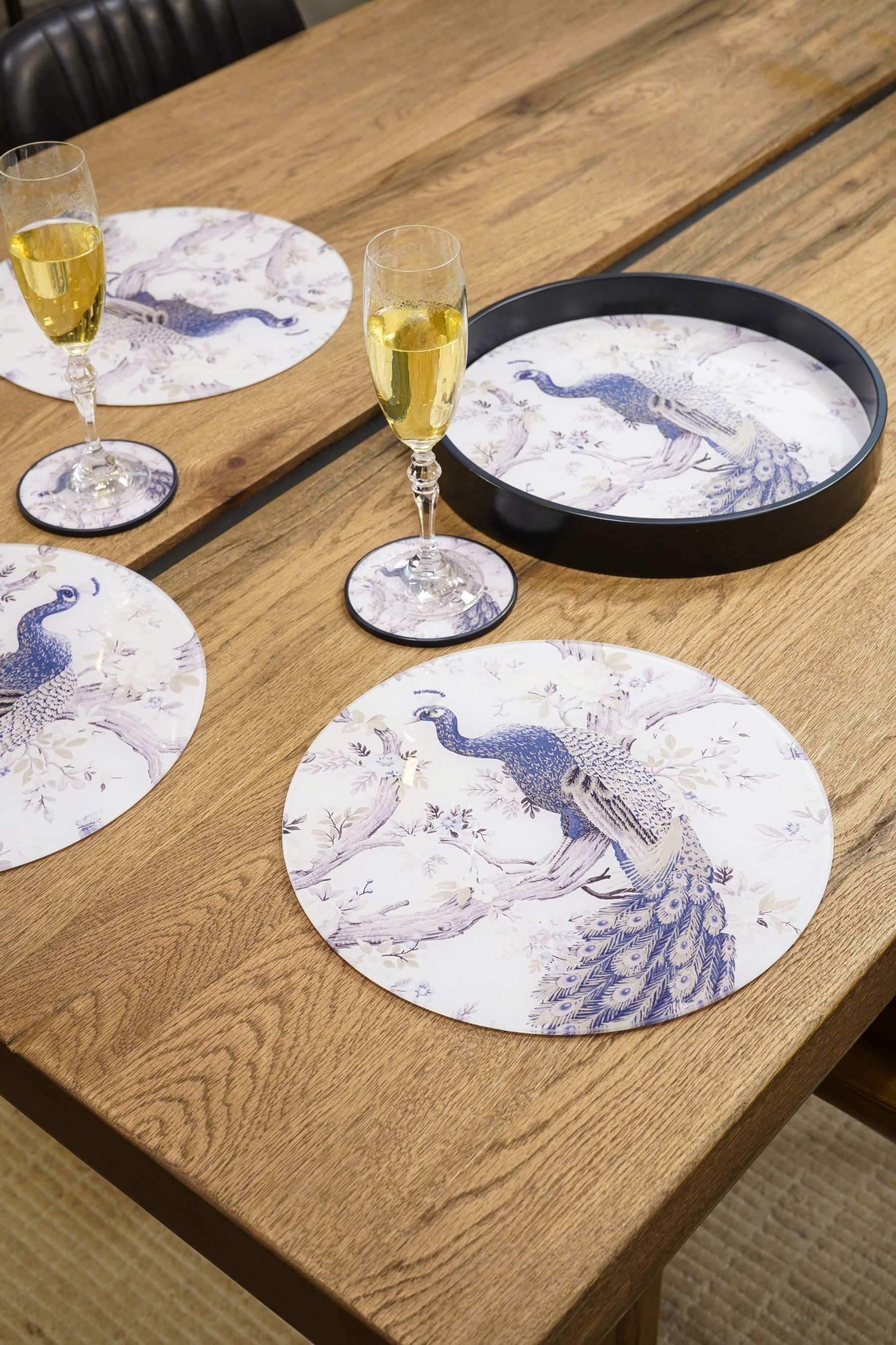 Buy Laura Ashley Set of 4 Blue Belvedere Peacock Print Placemats from