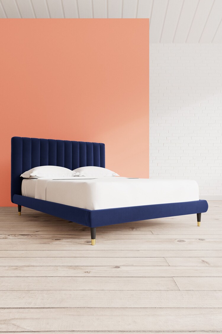 Swoon Easy Velvet Ink Blue Porlock Bed - Image 1 of 1