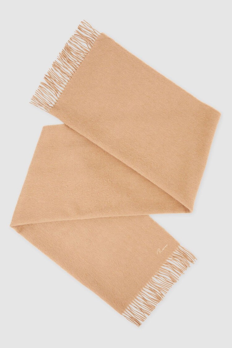 Reiss Camel Picton Wool-Cashmere Scarf - Image 1 of 1