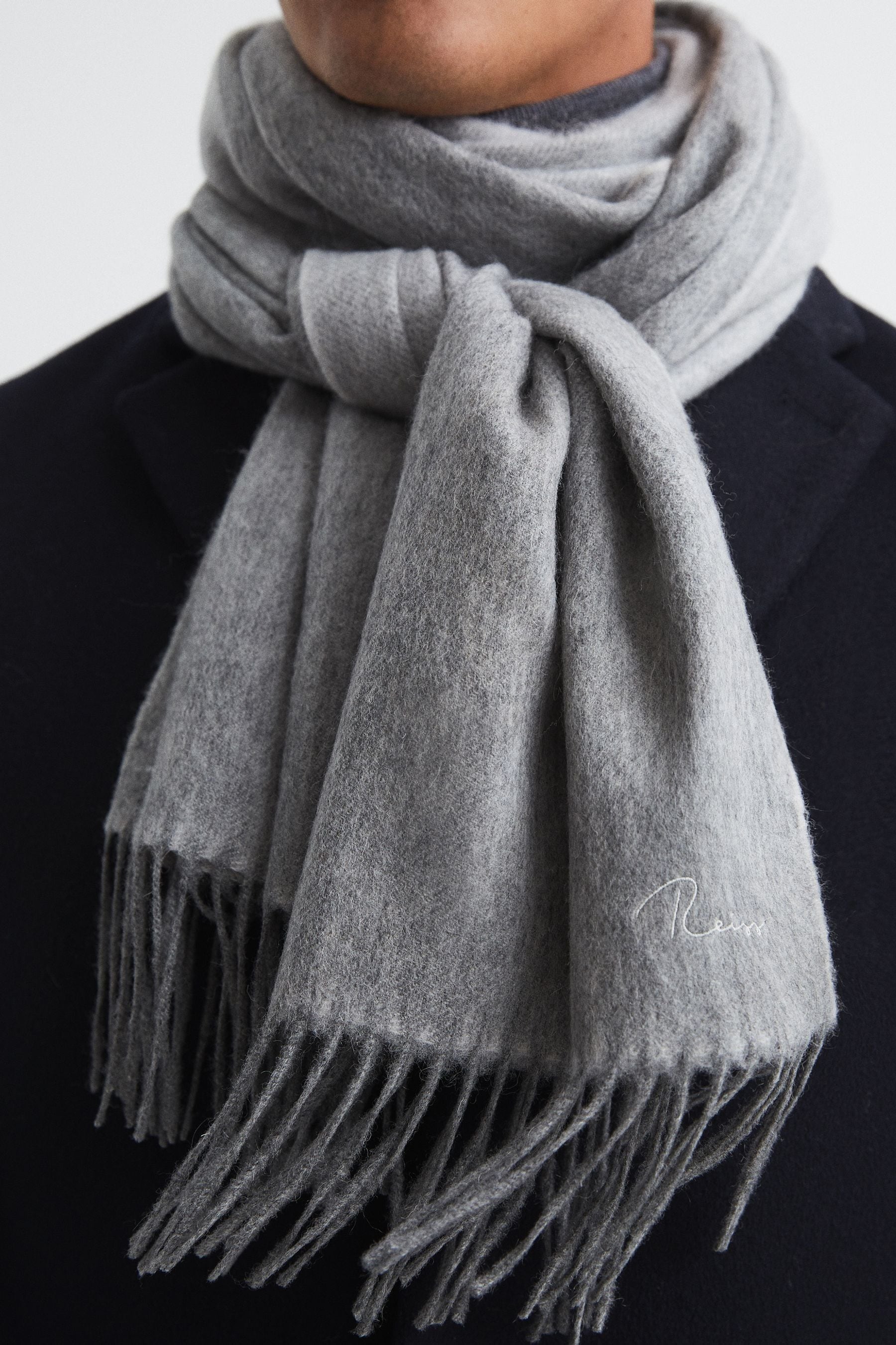 Buy Reiss Soft Grey Picton Cashmere Blend Scarf from the Next UK online ...
