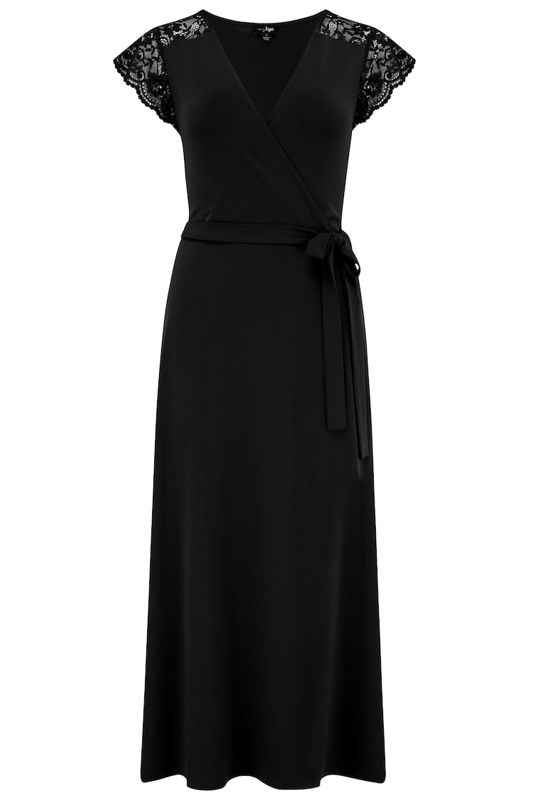 Pour Moi Black Julie Slinky Jersey Lace Trim Midi Dress - Image 1 of 1