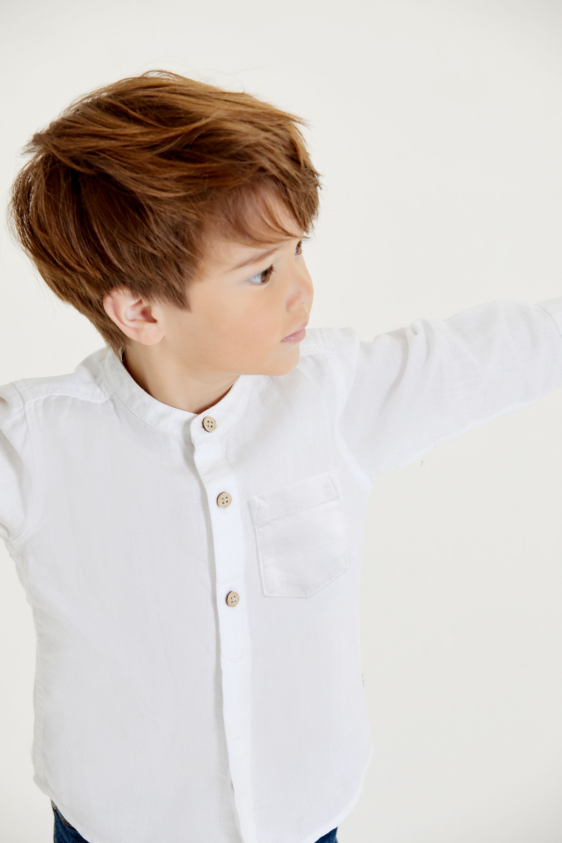 Buy White Grandad Collar Linen Mix Shirt (3mths7yrs) from the Next UK