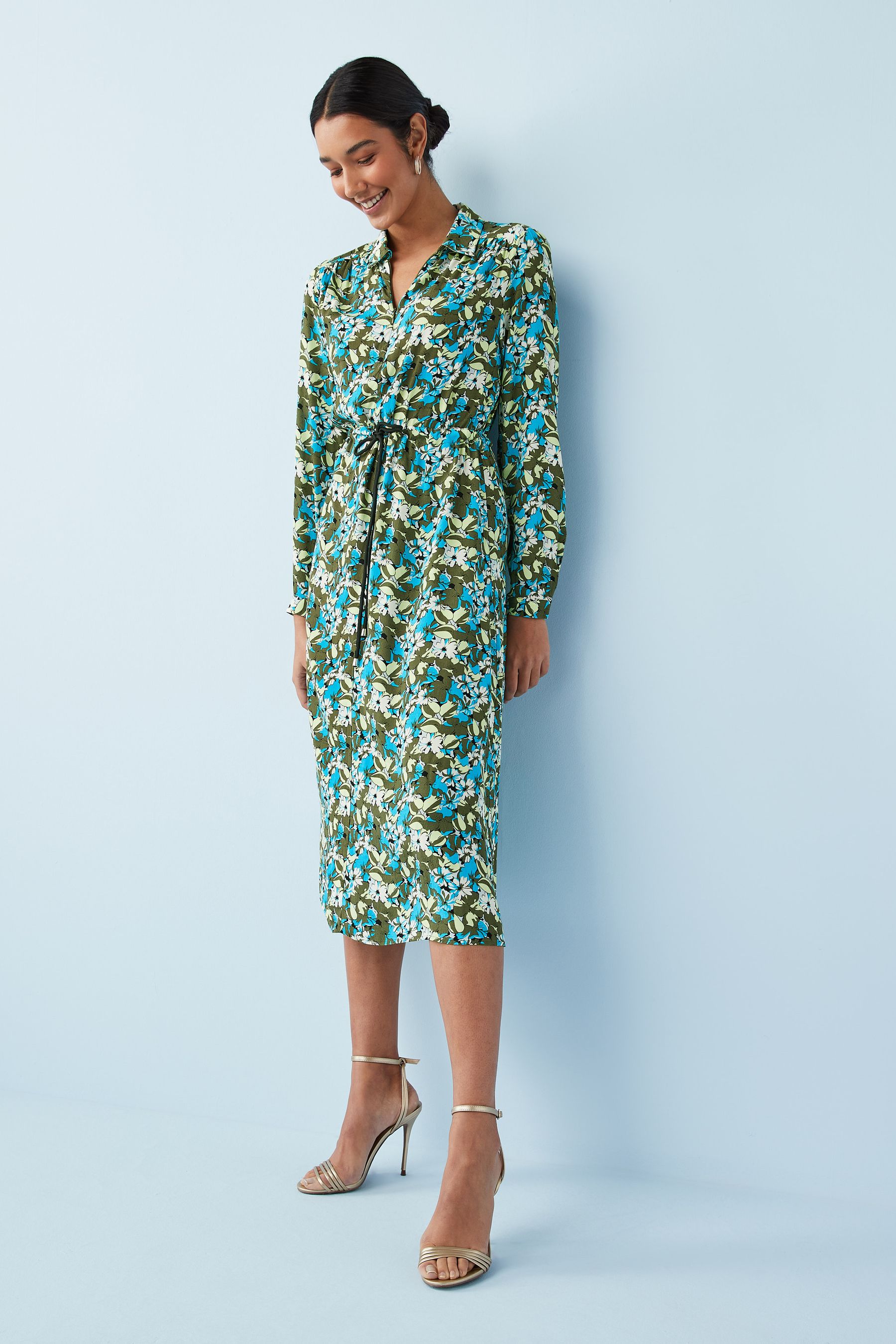 Buy Zip Neck Tie Waist Midi Dress from the Next UK online shop