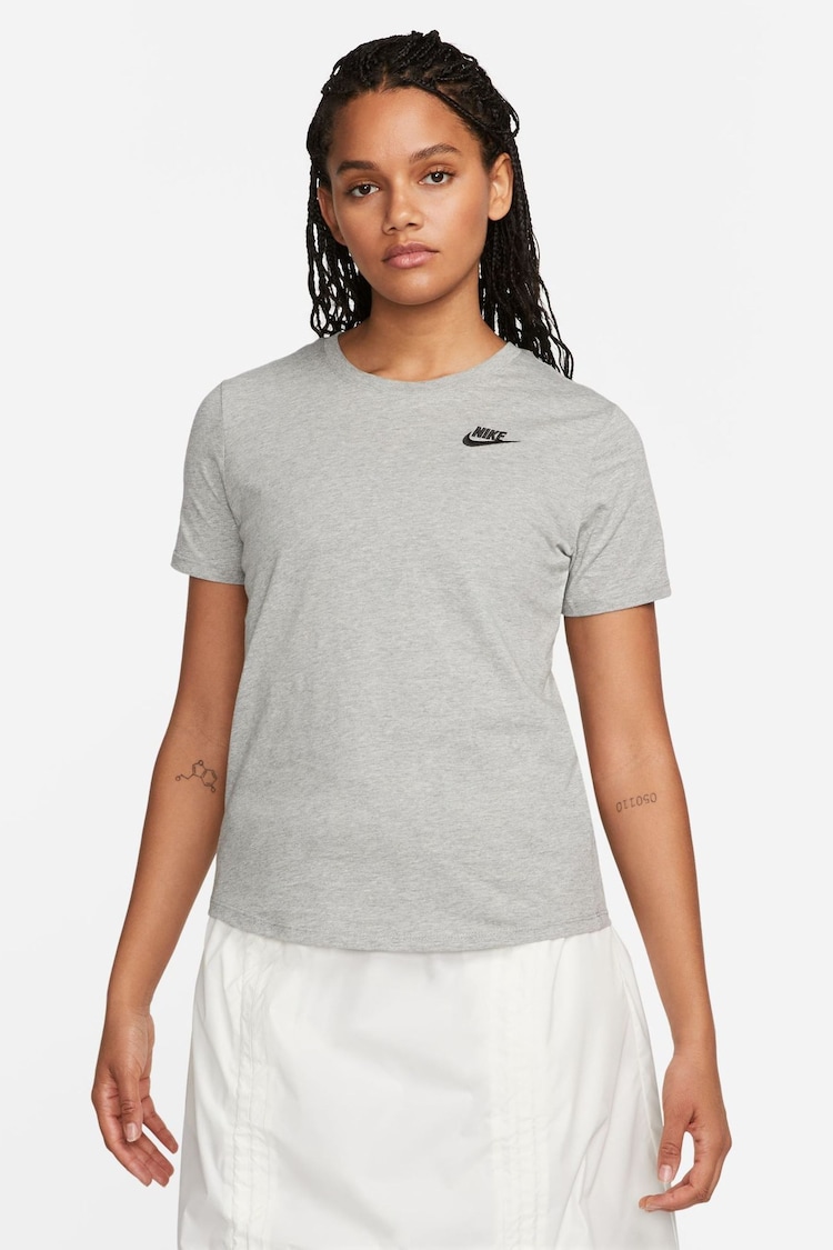 Nike Dark Grey Heather Sportswear Club Essentials T-Shirt - Image 1 of 1