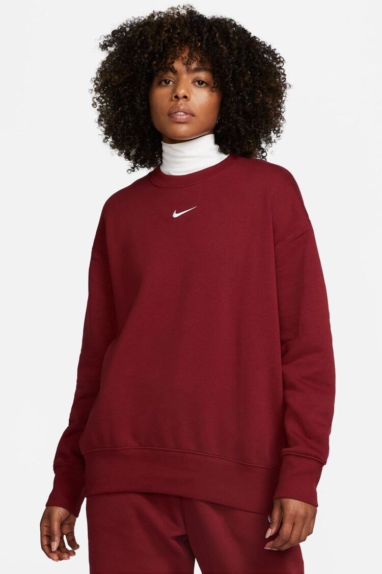 Nike Burgundy Red Oversized Mini Swoosh Sweatshirt - Image 1 of 1