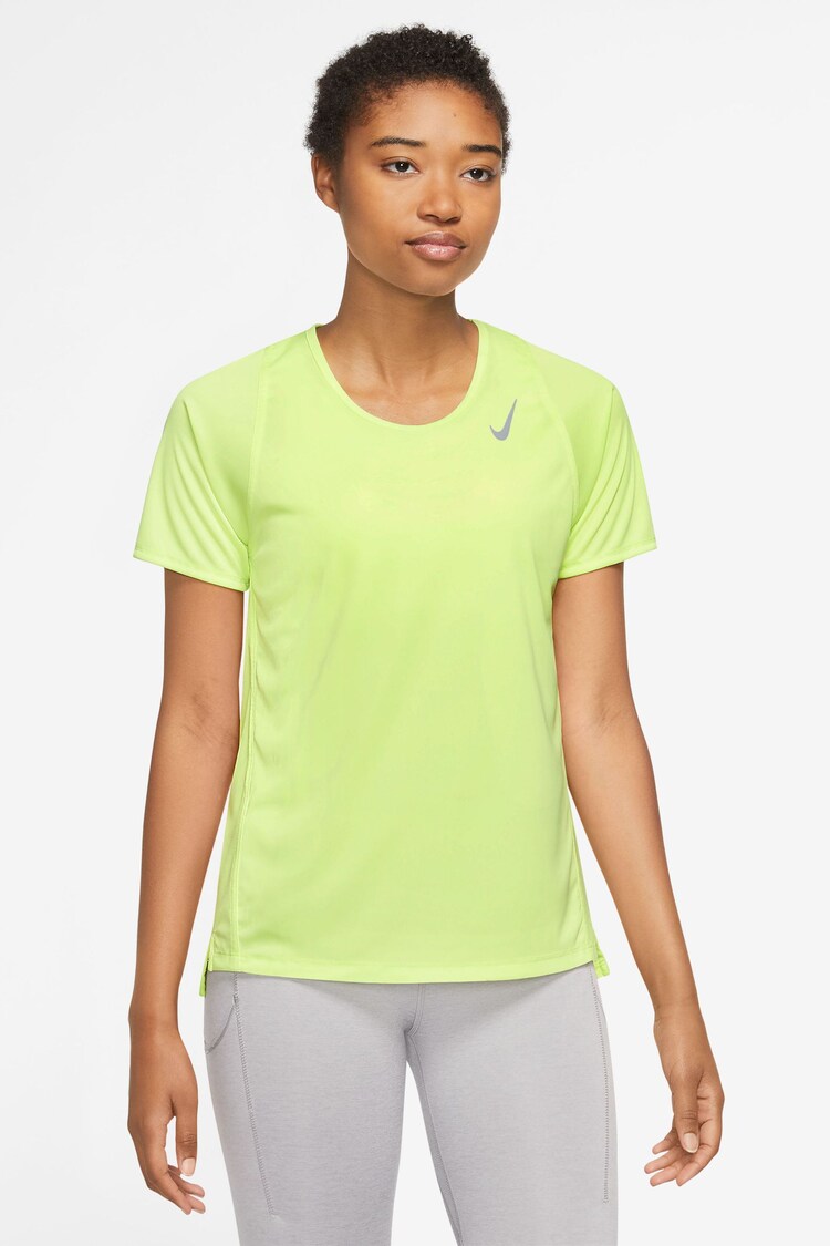 Nike Yellow Dri-FIT Race Short Sleeve Running Top - Image 1 of 1