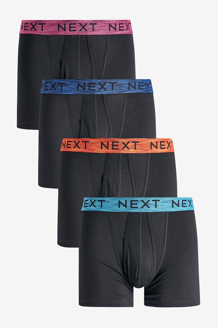 Black Marl Bright Waistband 4 pack A-Front Boxers - Image 1 of 1