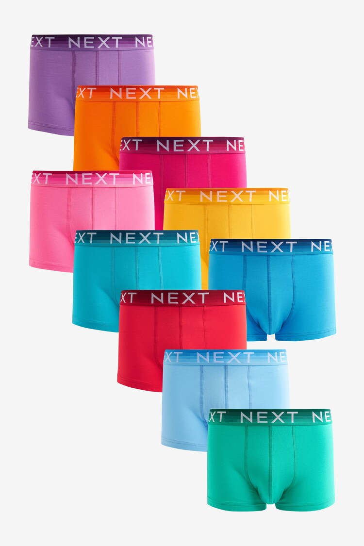 Bright Colour Ombre Waistband Hipster Boxers 10 Pack - Image 1 of 1