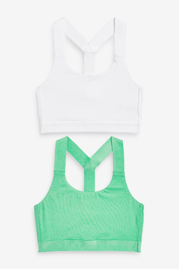 Green/White Next Active Sports Low Impact Crop Tops 2 Pack - Image 1 of 1