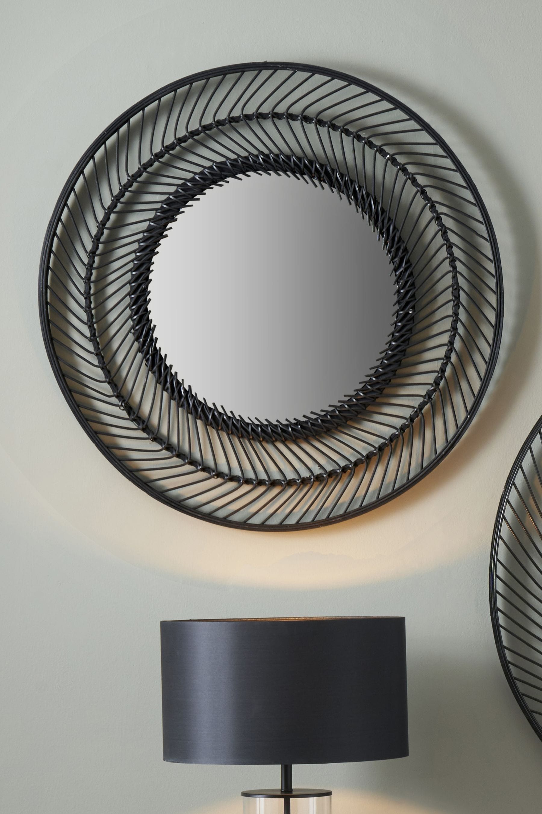 Buy Pacific Black Bamboo Round Small Wall Mirror from the Next UK ...