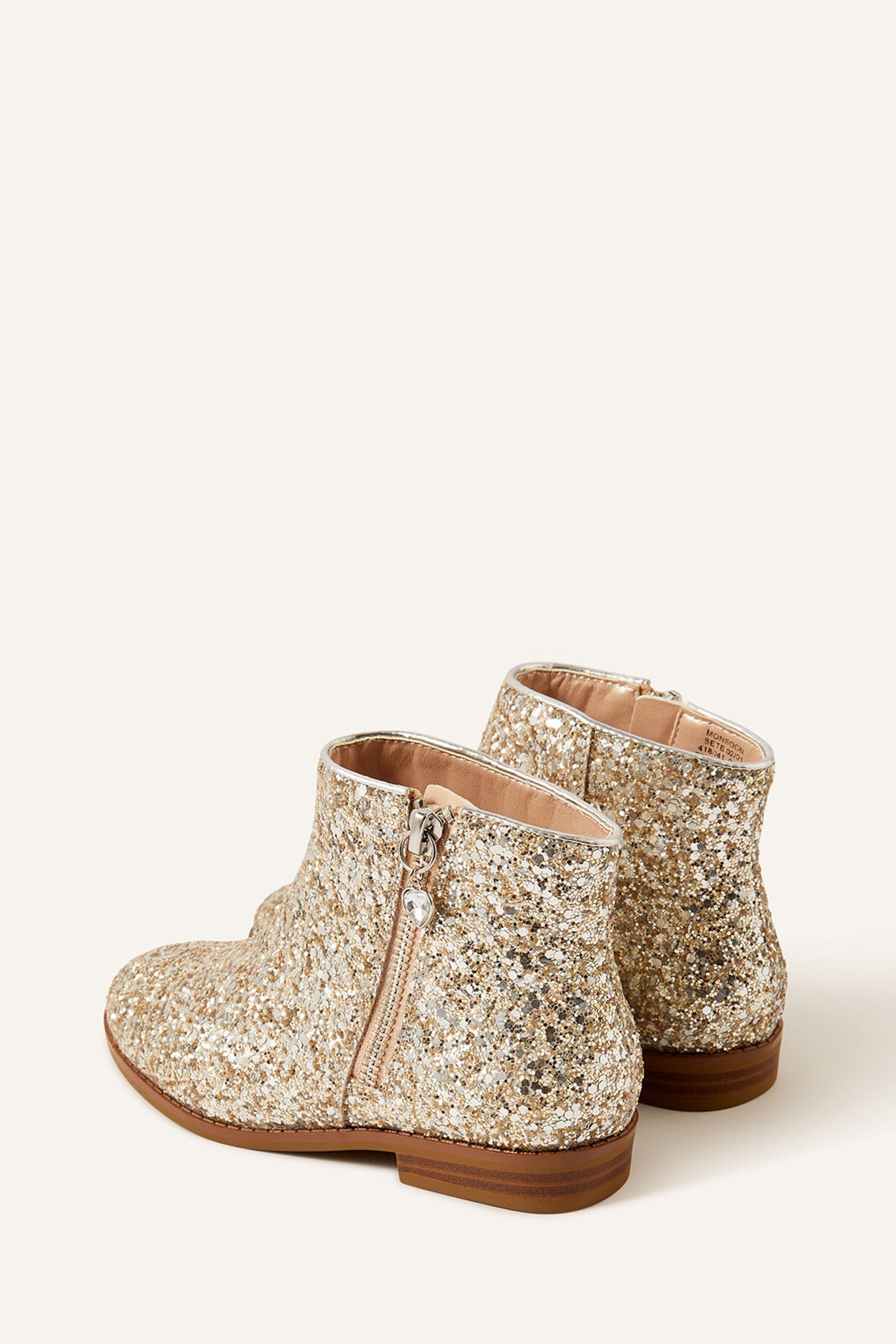 Buy Monsoon Gold Sparkle Glitter Ankle Boots from Next Ireland