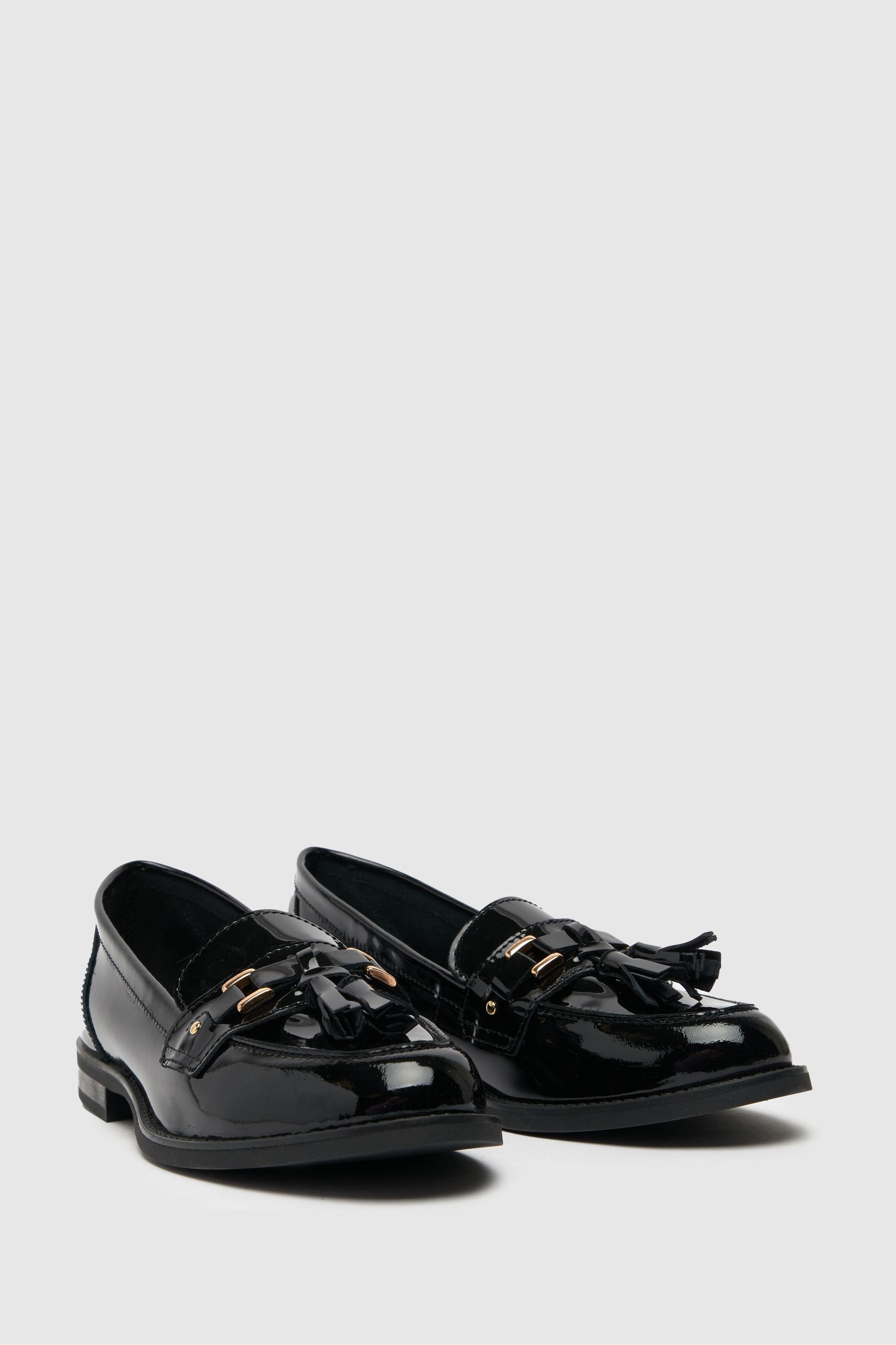 Buy Schuh Liv Patent Tassel Black Loafers from the Next UK online shop