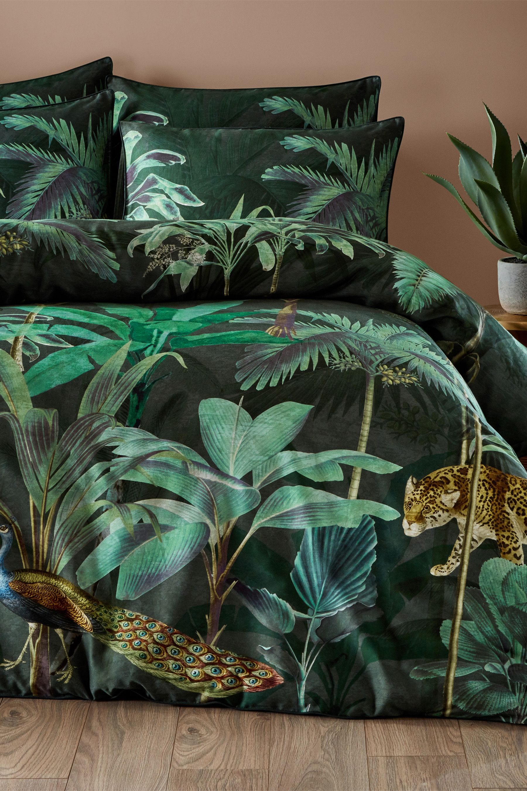 Buy Riva Paoletti Green Siona Tropical Reversible Duvet Cover and ...