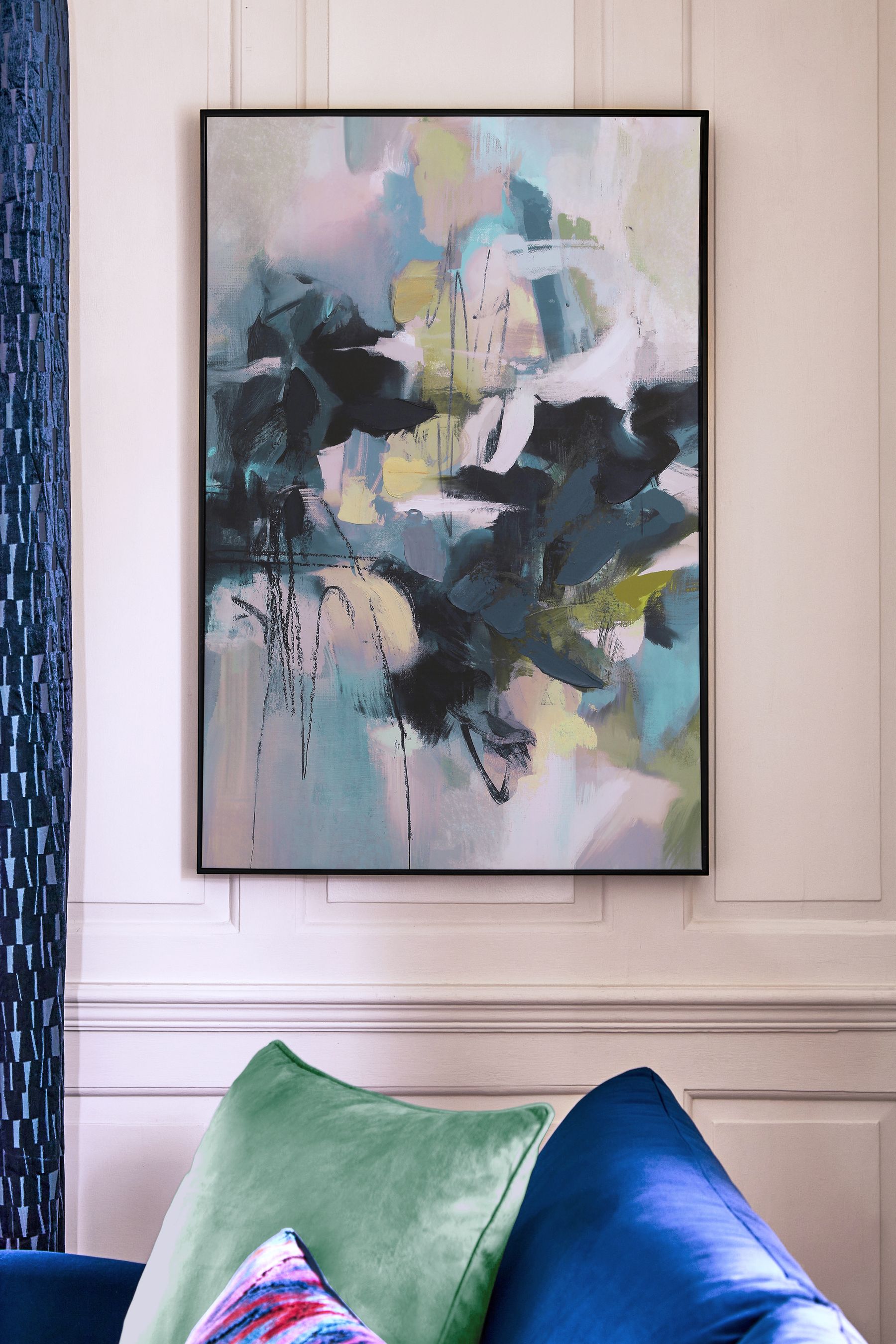 Buy Teal Green Extra Large Abstract Framed Canvas Wall Art from the