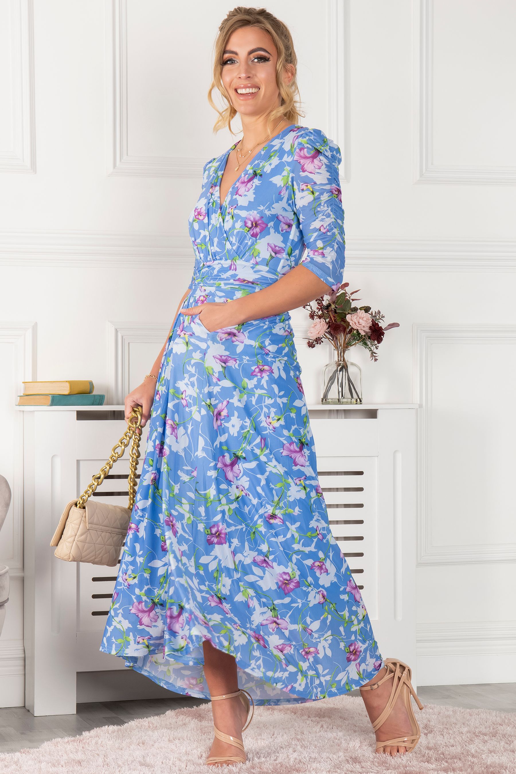 Buy Jolie Moi Blue Ressie Dip Hem Maxi Dress from Next Ireland