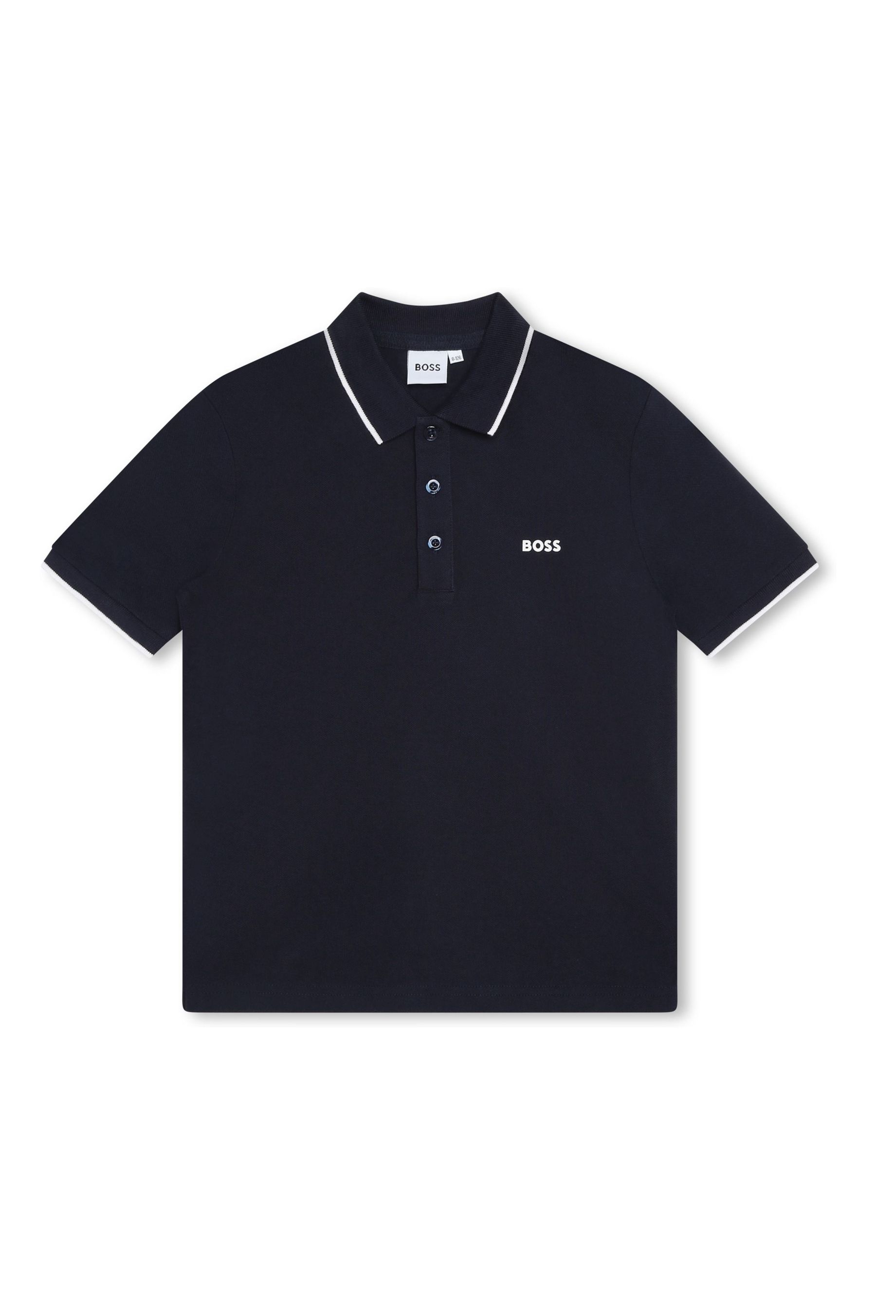 Buy BOSS Navy Short Sleeved Logo Polo Shirt from the Next UK online shop