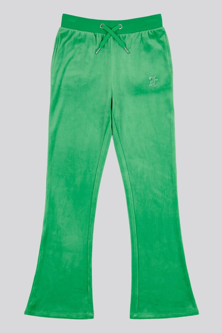 Juicy Couture Light Green Girls Diamanté Bootcut Joggers - Image 1 of 1