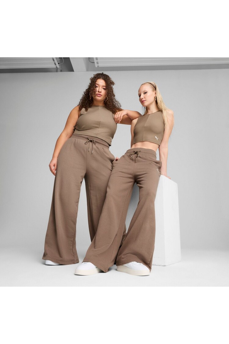 Puma Brown Womens Wardrobe Essentials Relaxed Wide Leg Sweatpants - Image 1 of 1
