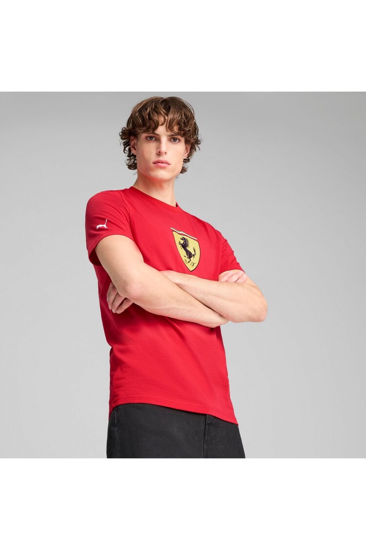 Красный - Puma Mens Scuderia Ferrari Race Coloured Big Shield T-Shirt - Image 1 of 1