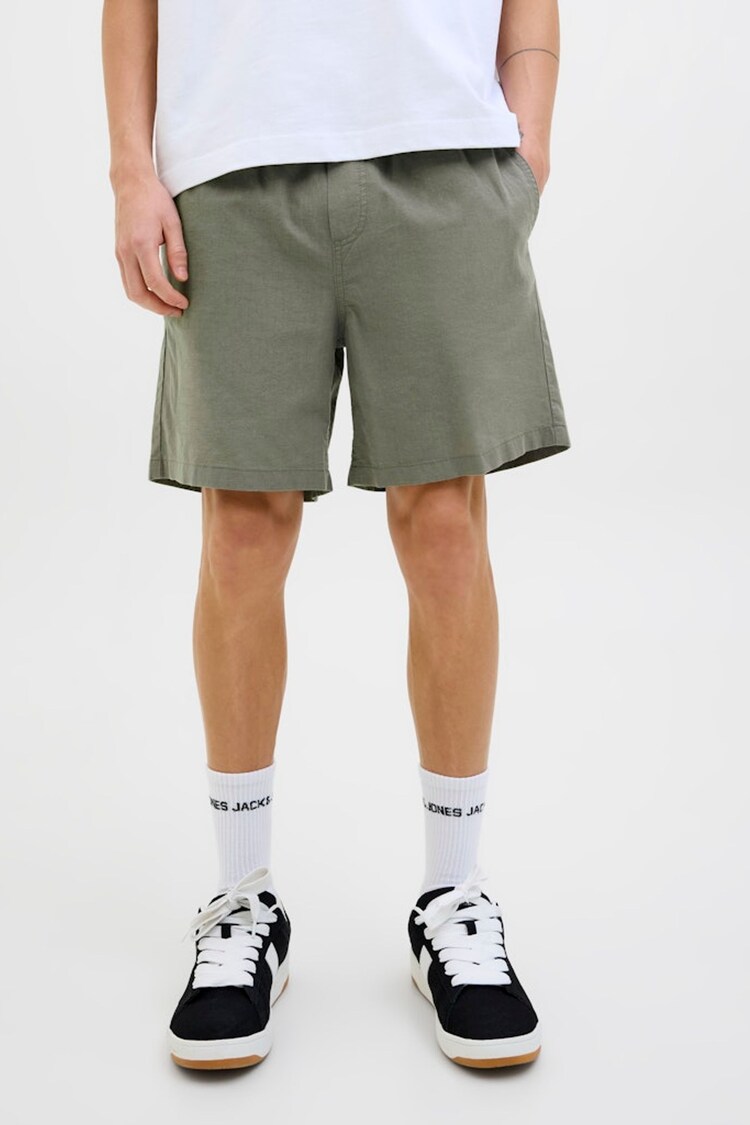 JACK & JONES Green Linen Blend Drawstring Shorts - Image 1 of 1