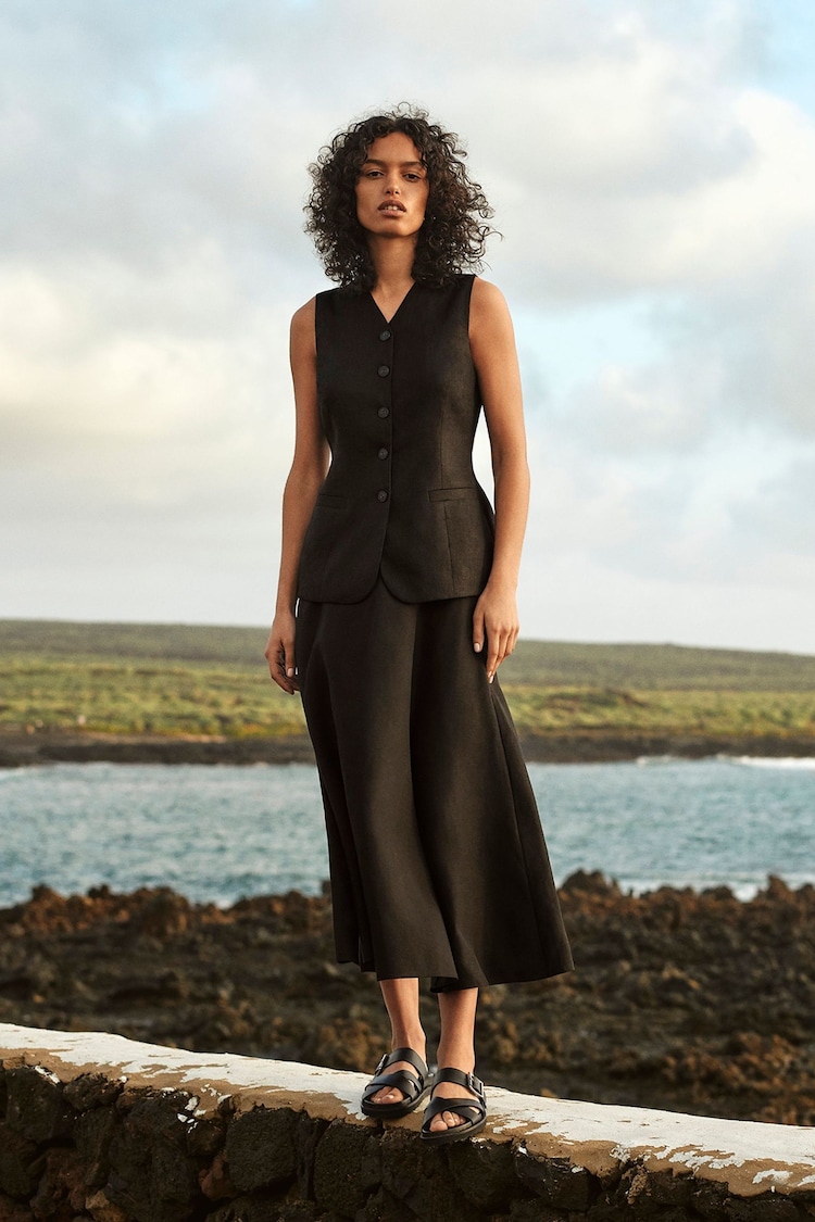 Whistles Black Molly Linen Waistcoat - Image 1 of 1