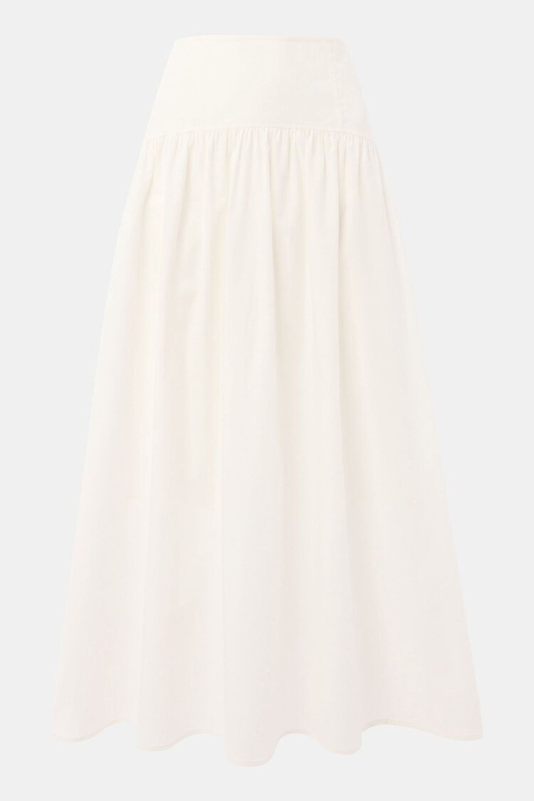 Whistles White 100% Cotton Waisted Midi Skirt - Image 1 of 1