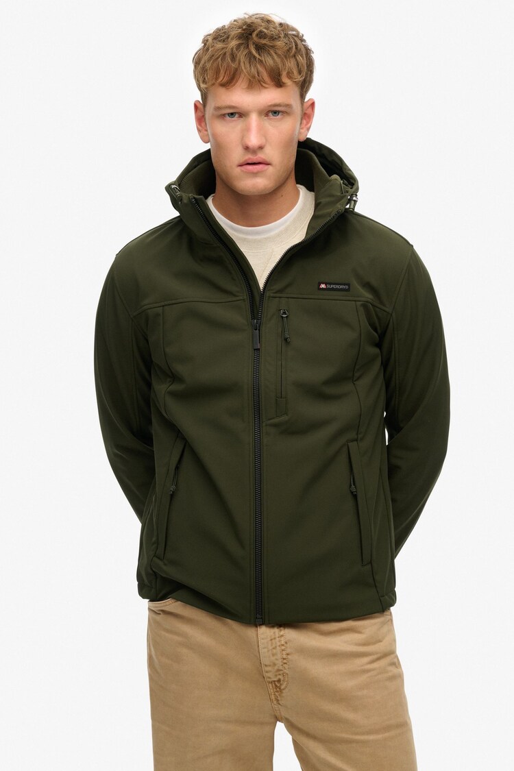 Superdry Green Hooded Soft Shell Trekker Jacket - Image 1 of 1