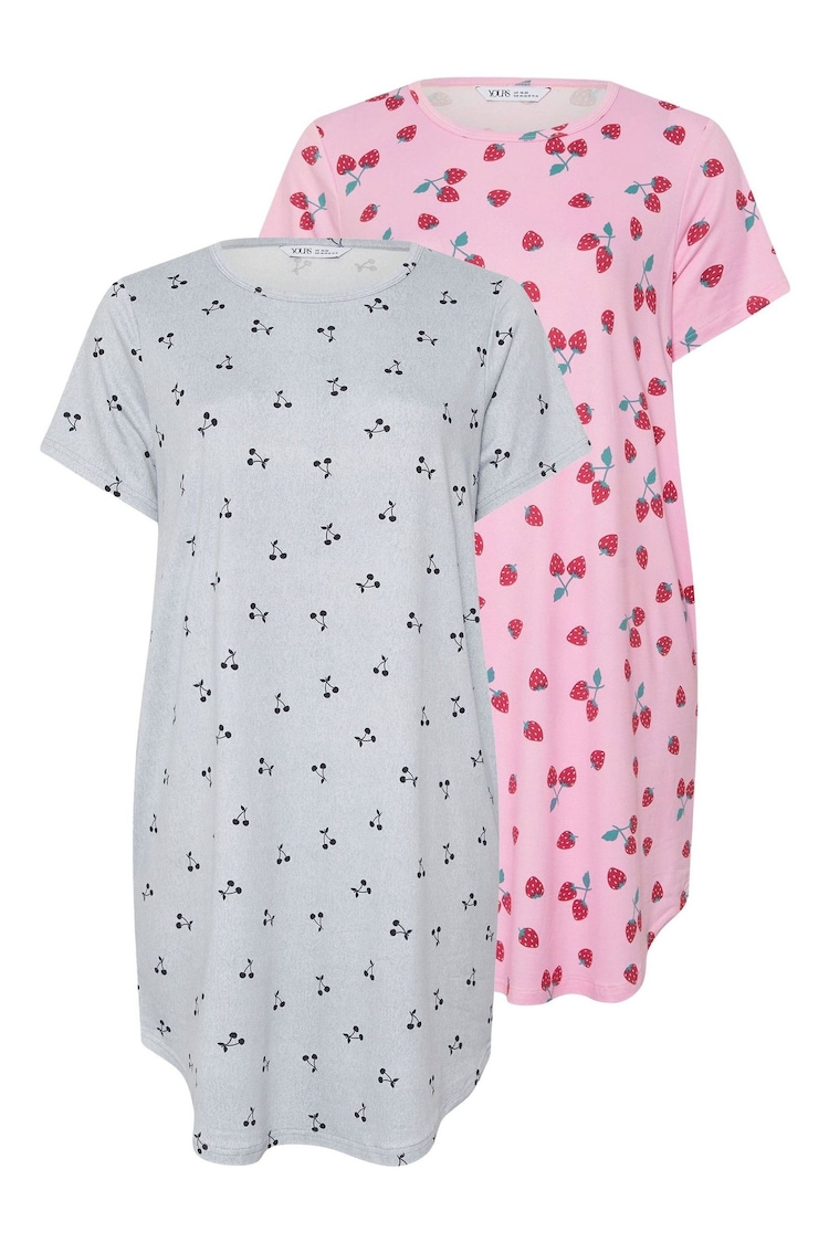 Yours Curve Pink Dipped Back Nightdress 2 Pack - Image 1 of 1