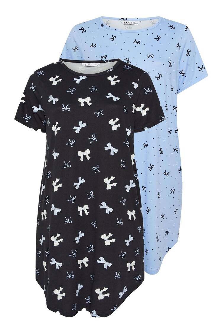 Yours Curve Black Dipped Back Nightdress 2 Pack - Image 1 of 1