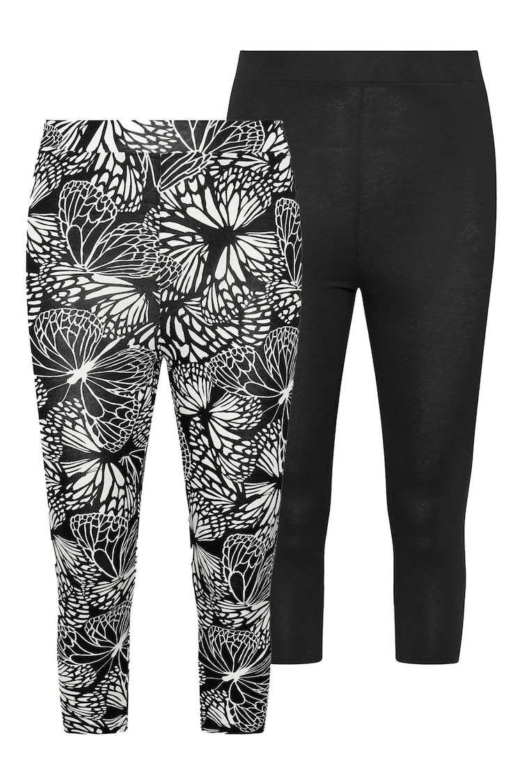 Yours Curve Black chrome Cropped Leggings 2 Pack - Image 1 of 1