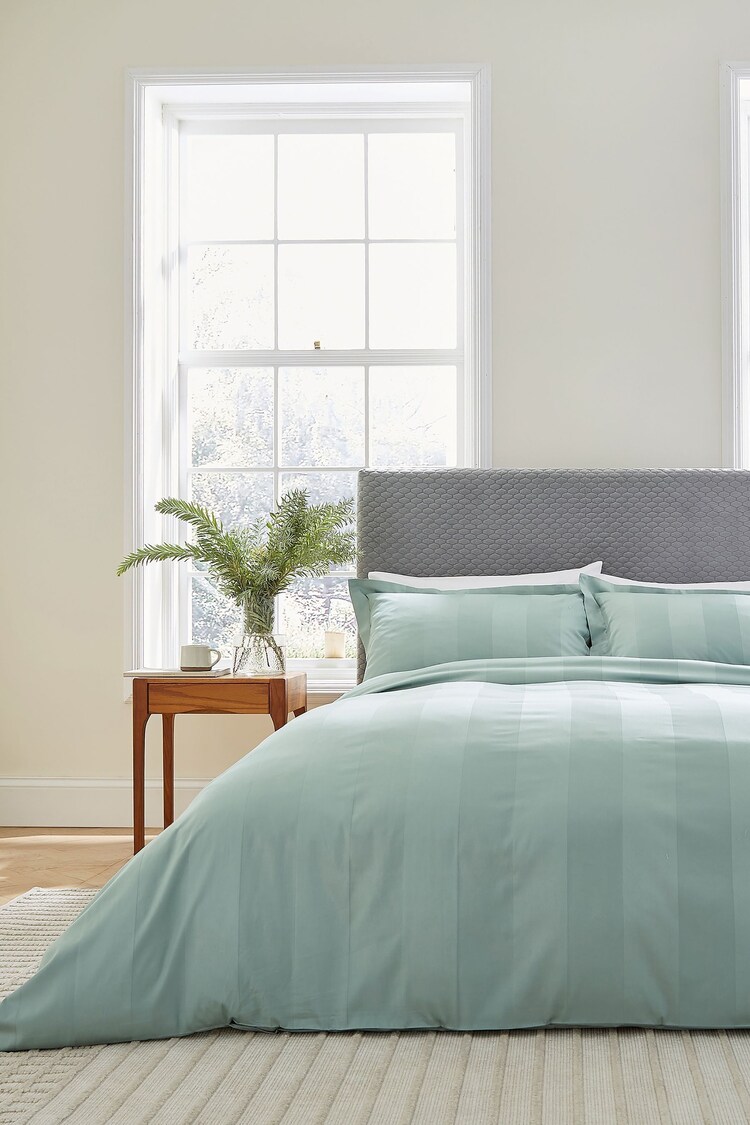 Bedeck of Belfast Celadon Serra Dobby Duvet Cover and Pillowcase Set - Image 1 of 1