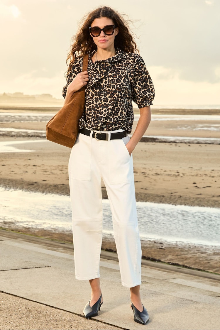 Baukjen Reece Stretch Barrel Leg Cargo White Jeans - Image 1 of 1