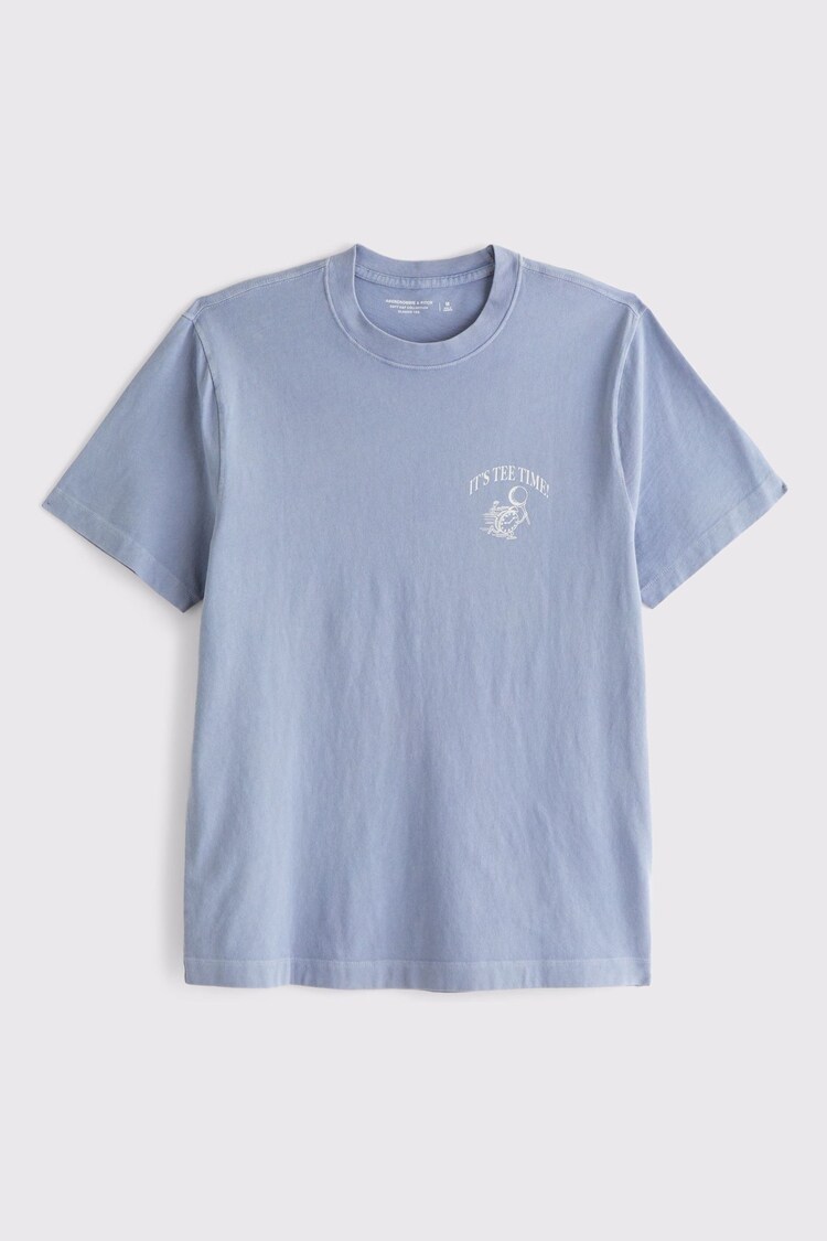 Abercrombie & Fitch Blue Back Print Short Sleeve 100% Cotton T-Shirt - Image 1 of 1