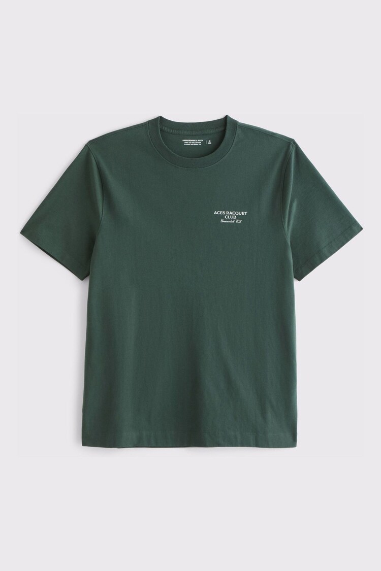 Abercrombie & Fitch Green Back Print Short Sleeve 100% Cotton T-Shirt - Image 1 of 1