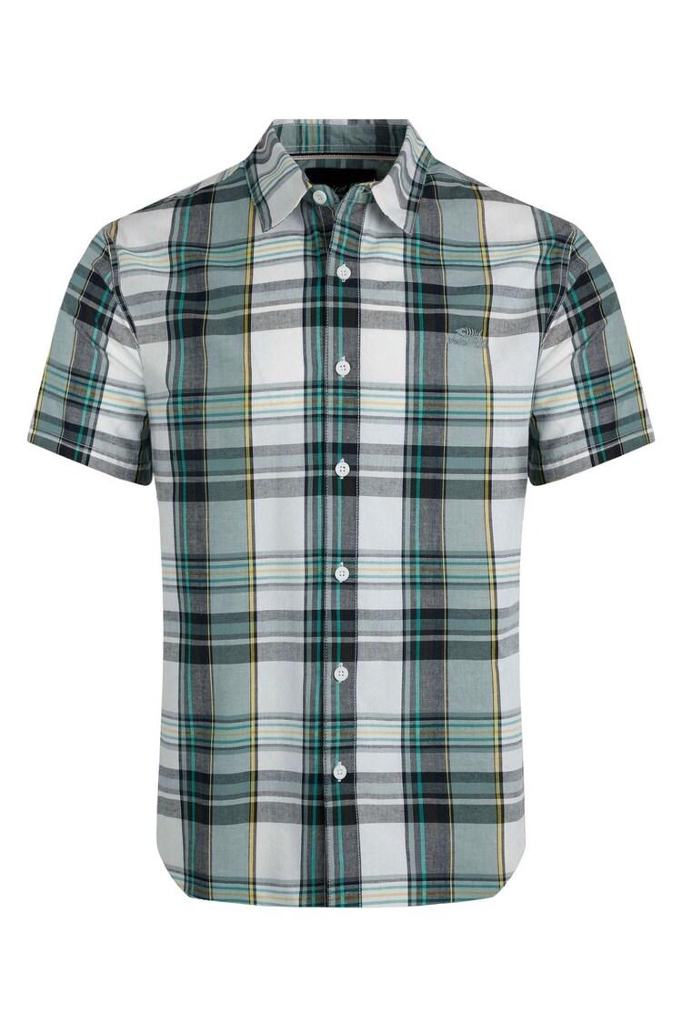 Weird Fish White/Grey Judd Short Sleeve 100% Cotton Check Shirt - Image 1 of 1