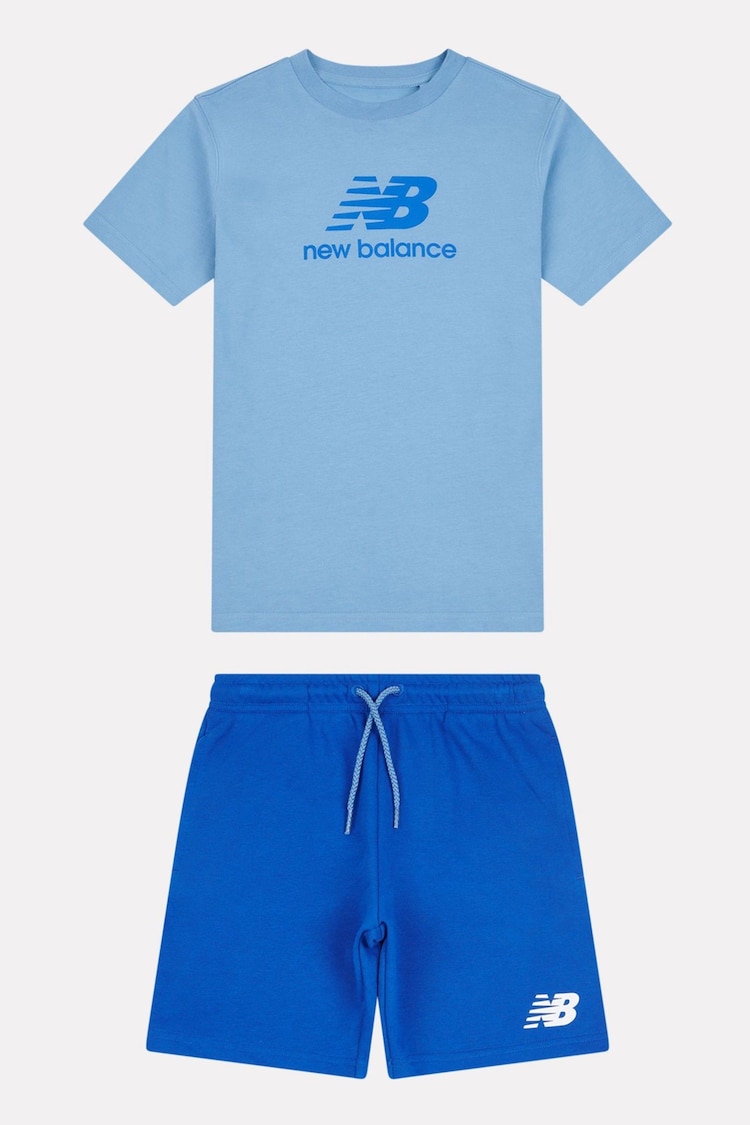 New Balance Blue Kids The System Graphic 100% Cotton T-Shirt And Shorts Set - Image 1 of 1