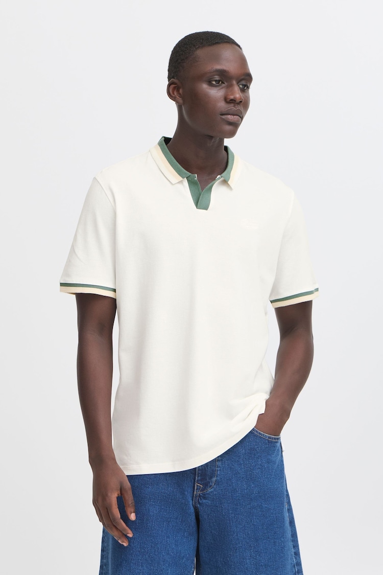 Blend White Resort Short Sleeve 100% Cotton Polo Shirt - Image 1 of 1