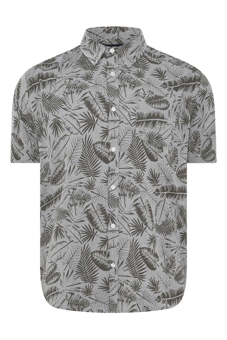 BadRhino Big & Tall Grey Chambray Tonal Leaf 100% Cotton Shirt - Image 1 of 1