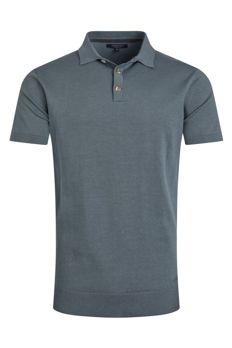 Weird Fish Blue Quentin Short Sleeve Knitted 100% Cotton Polo Shirts - Image 1 of 1