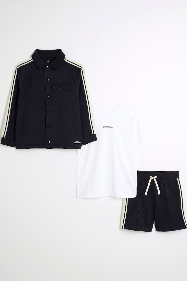 River Island Blue Boys Taped Shorts Set 3 Pack - Image 1 of 1