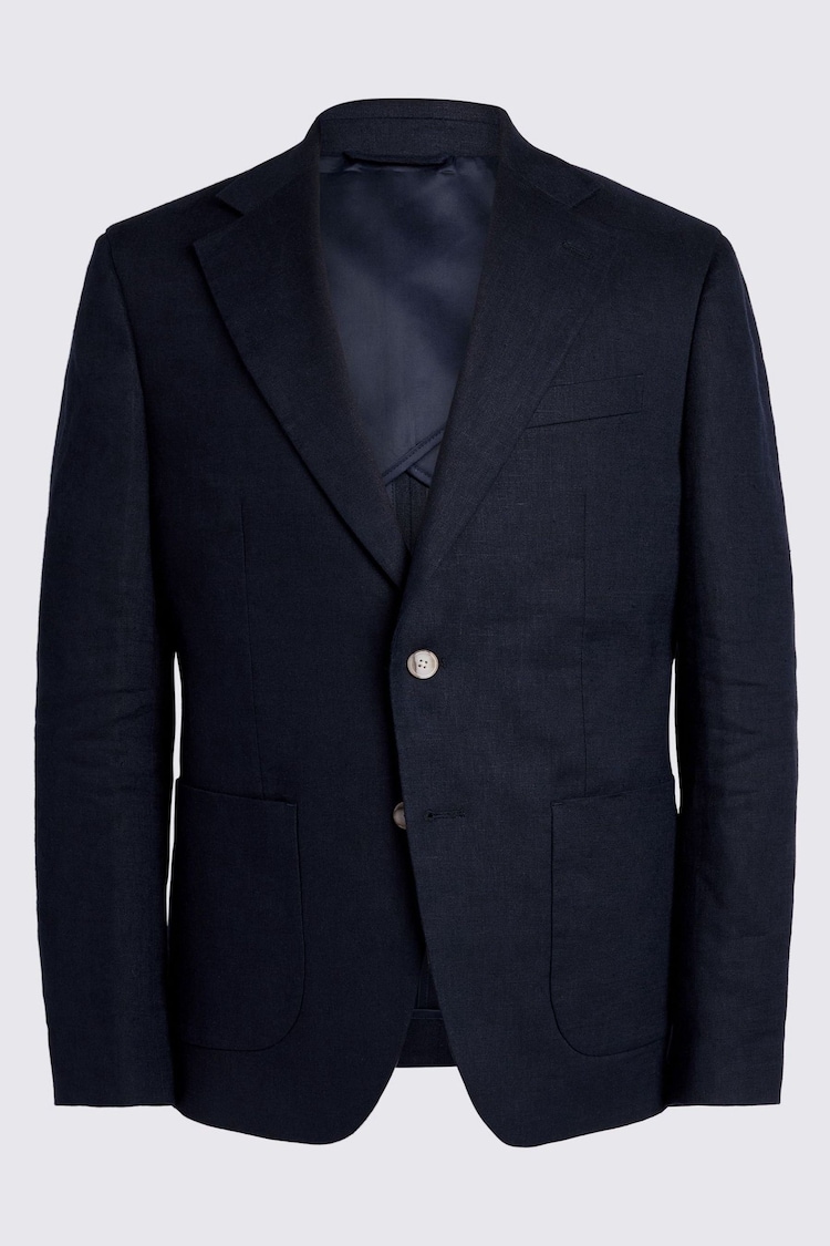 MOSS Blue Slim Fit Matte Linen Jacket - Image 1 of 1