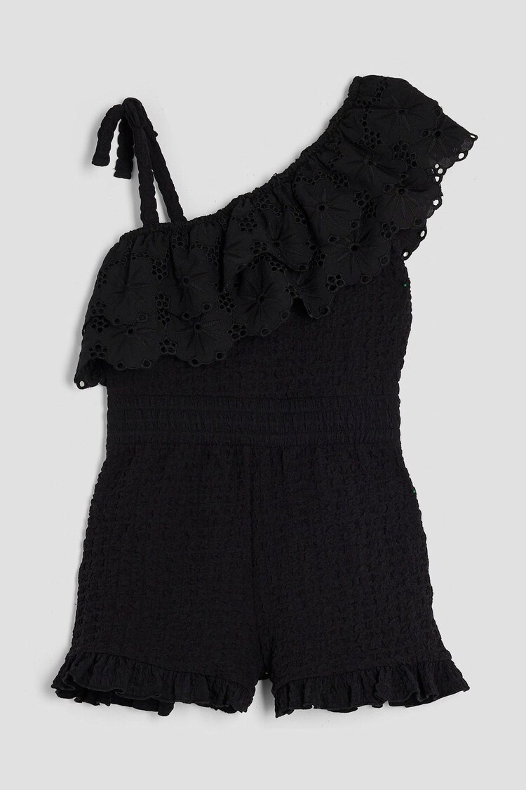 River Island Black Girls Broderie Textured Playsuit - Image 1 of 1