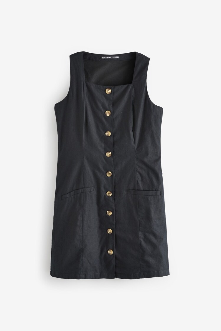 Threadbare Black Linen Blend Waistcoat Dress - Image 1 of 1