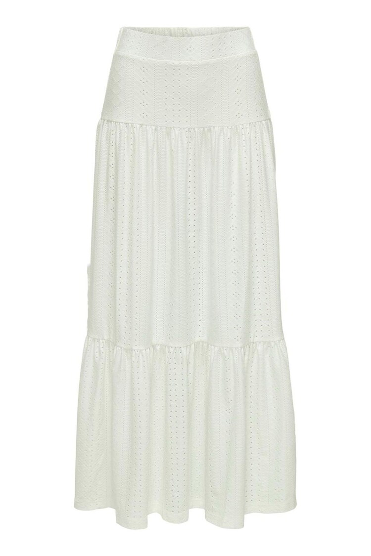 JDY White Broderie Tiered Maxi Skirt - Image 1 of 1