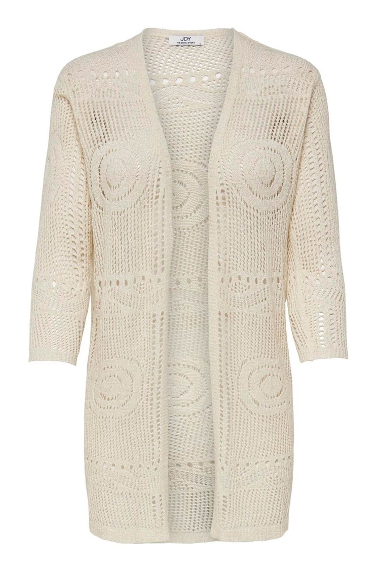 JDY Cream 3/4 Sleeve Crochet Kimono Cardigan - Image 1 of 1