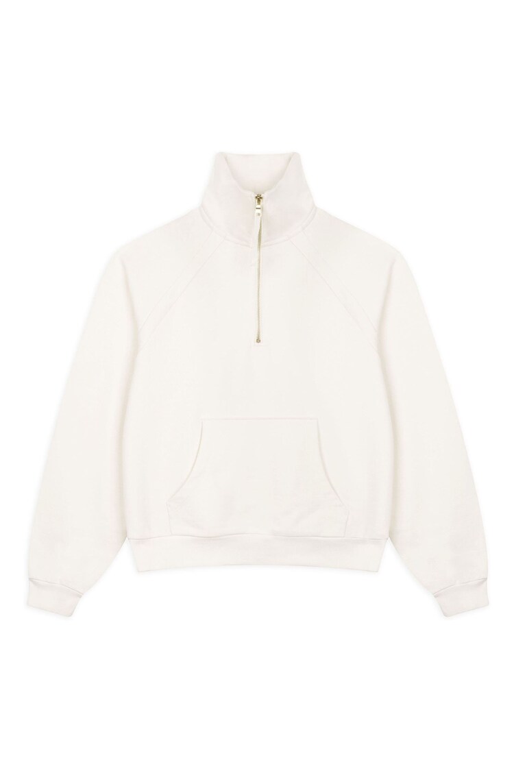 أبيض - Chelsea Peers 100% Cotton Half-Zip Sweatshirt - صورة 1 من 1